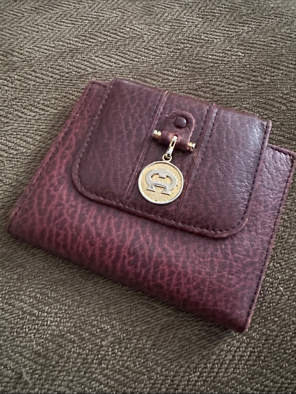 Etienne Ainger Burgundy Leather Wallet with Gold Accent